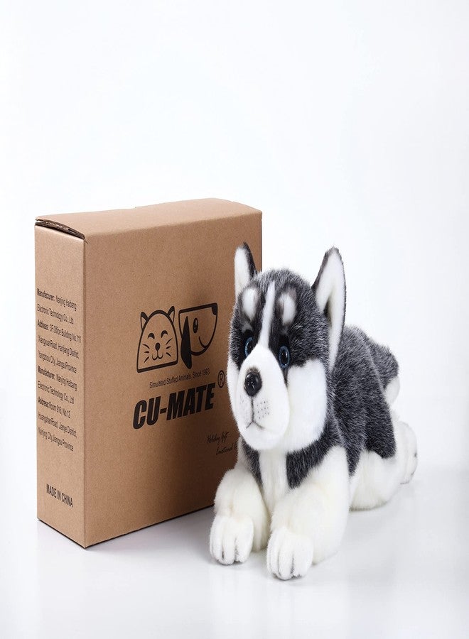 CU-MATE 16" Plush Siberian Husky Dog Toys, Simulation-Realistic & Lifelike Soft Stuffed Animal Dog, Handmade Lying Stuffed Dog Toys, Present Gift for Boys and Girls - Image 5
